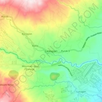 Carte topographique Lantapan, altitude, relief