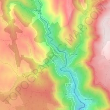 Carte topographique Les Beaumes, altitude, relief