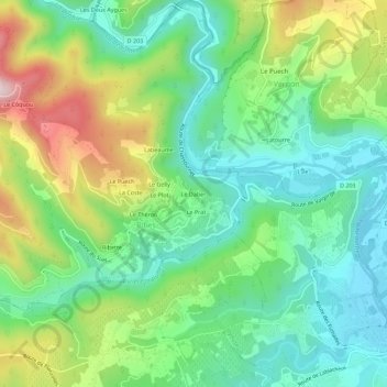 Carte topographique Le Daber, altitude, relief