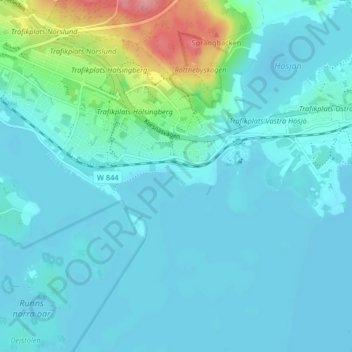 Carte topographique Roxnäs, altitude, relief