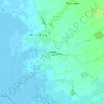 Carte topographique Börm, altitude, relief