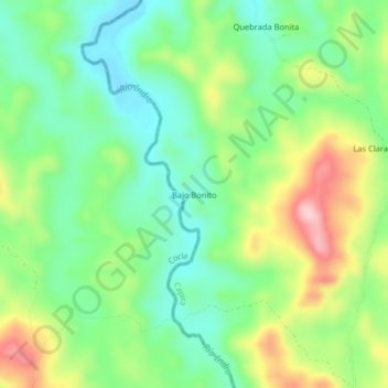 Carte topographique Bajo Bonito, altitude, relief