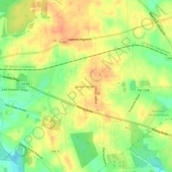 Carte topographique Jasper Heights, altitude, relief