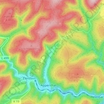 Carte topographique Harzofen, altitude, relief