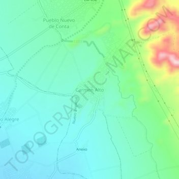 Carte topographique Carmen Alto, altitude, relief