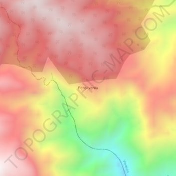 Carte topographique Pensilvania, altitude, relief