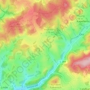 Carte topographique Oberkotten, altitude, relief