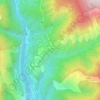 Carte topographique Le Barry, altitude, relief