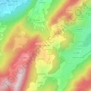 Carte topographique Les Mouilles, altitude, relief