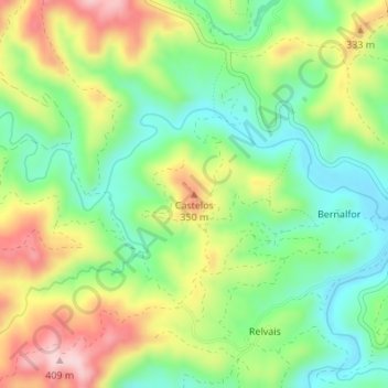 Carte topographique Castelos, altitude, relief