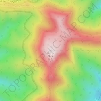 Carte topographique Mount Clear, altitude, relief