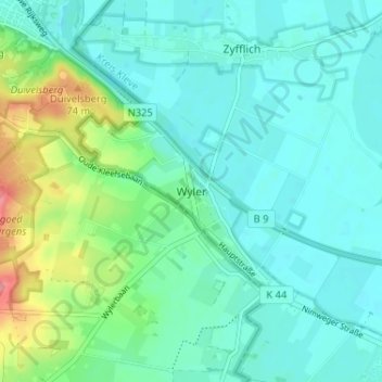 Carte topographique Wyler, altitude, relief