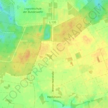 Carte topographique Lange Heide, altitude, relief