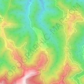 Carte topographique Ighil Bouamas, altitude, relief