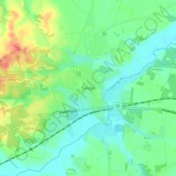 Carte topographique Sindal, altitude, relief