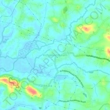 Carte topographique Kizhakkambalam, altitude, relief