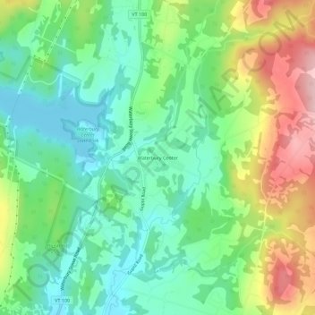 Carte topographique Waterbury Center, altitude, relief