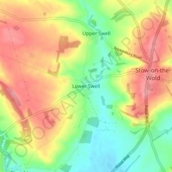 Carte topographique Lower Swell, altitude, relief
