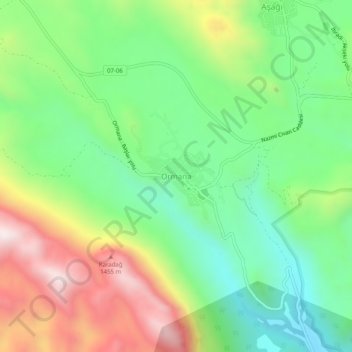 Carte topographique Ormana, altitude, relief