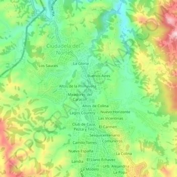 Carte topographique Los Acacios, altitude, relief