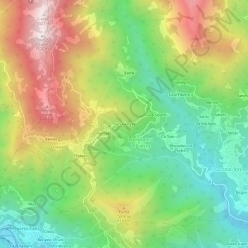 Carte topographique San Giorgio, altitude, relief