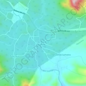 Carte topographique São Miguel de Baixo, altitude, relief