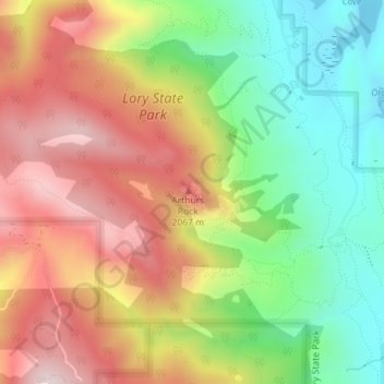 Carte topographique Arthur's Rock, altitude, relief