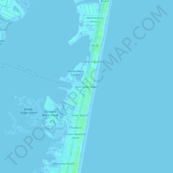 Carte topographique Normandy Beach, altitude, relief