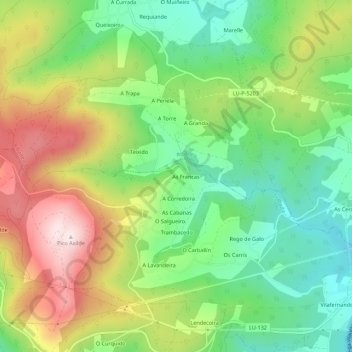 Carte topographique Francas, altitude, relief