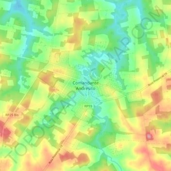 Carte topographique Comandante Andresito, altitude, relief