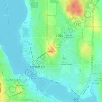 Carte topographique Stevens Hill, altitude, relief