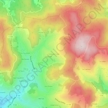 Carte topographique Cime de Cours, altitude, relief