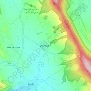 Carte topographique Dohnsen, altitude, relief
