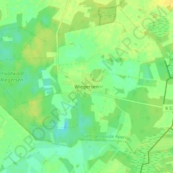 Carte topographique Wiegersen, altitude, relief