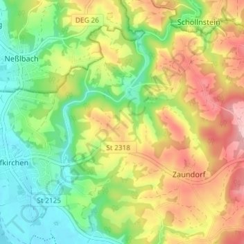 Carte topographique Oitzet, altitude, relief