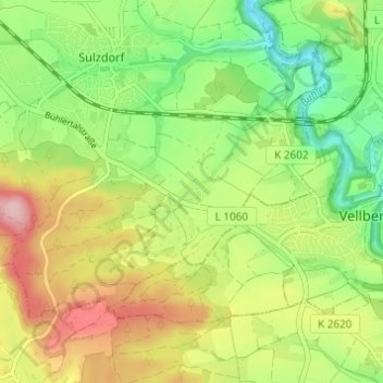 Carte topographique Dörrenzimmern, altitude, relief