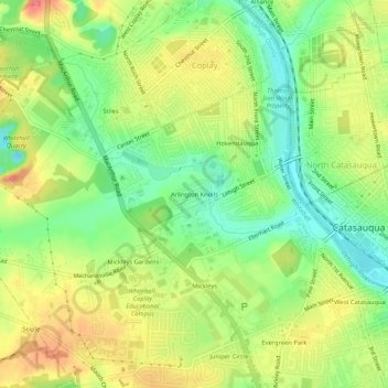 Carte topographique Arlington Knolls, altitude, relief