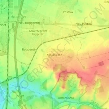 Carte topographique Kösterbeck, altitude, relief
