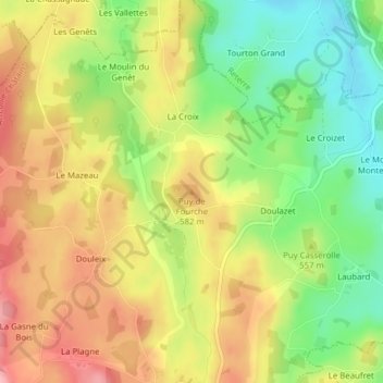 Carte topographique Puy de Fourche, altitude, relief