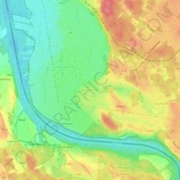 Carte topographique Obereching, altitude, relief