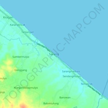 Carte topographique Sarang, altitude, relief