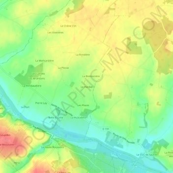 Carte topographique Le Hardas, altitude, relief