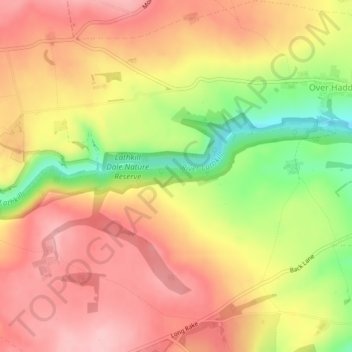 Carte topographique Lathkill Dale, altitude, relief