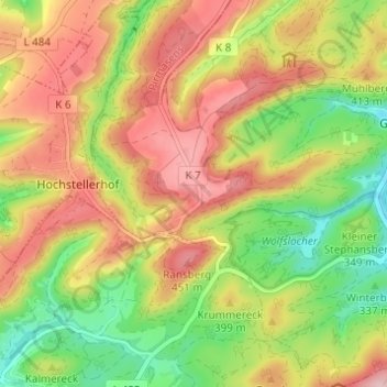Carte topographique Kettrichhof, altitude, relief