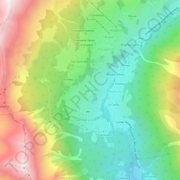 Carte topographique Lignod, altitude, relief