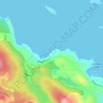 Carte topographique Dolphin Beach, altitude, relief