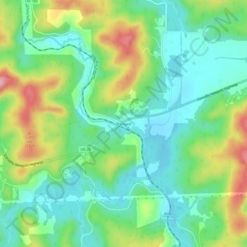 Carte topographique Blodgett, altitude, relief