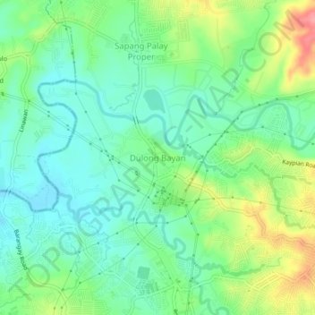 Carte topographique Dulong Bayan, altitude, relief