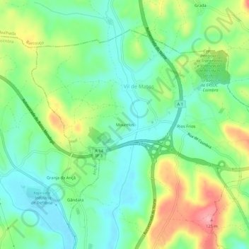 Carte topographique Mourelos, altitude, relief