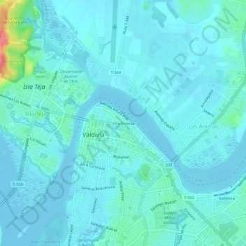 Carte topographique Villa Endesa, altitude, relief